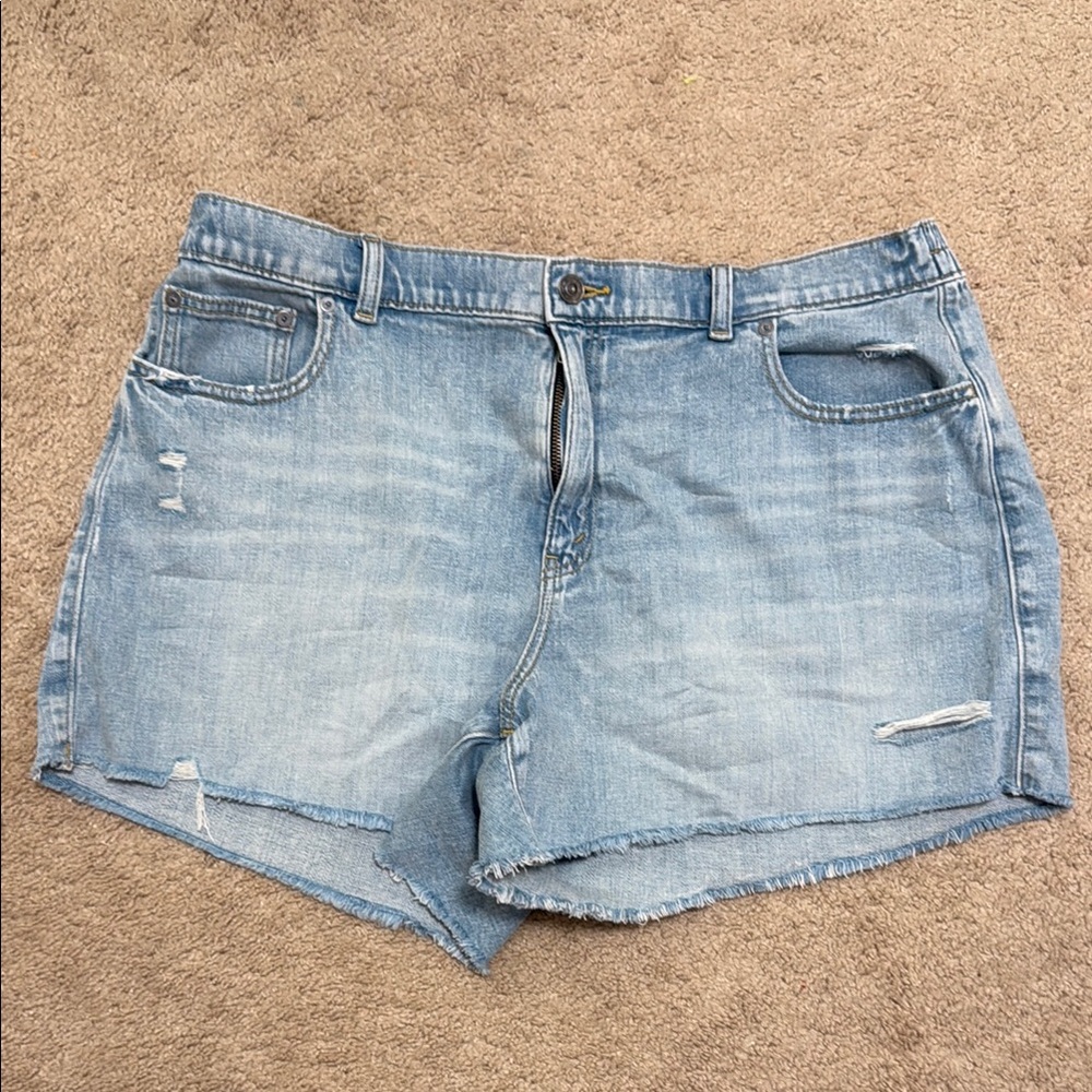 Aerie Blue Jean Shorts with Distressed Hem